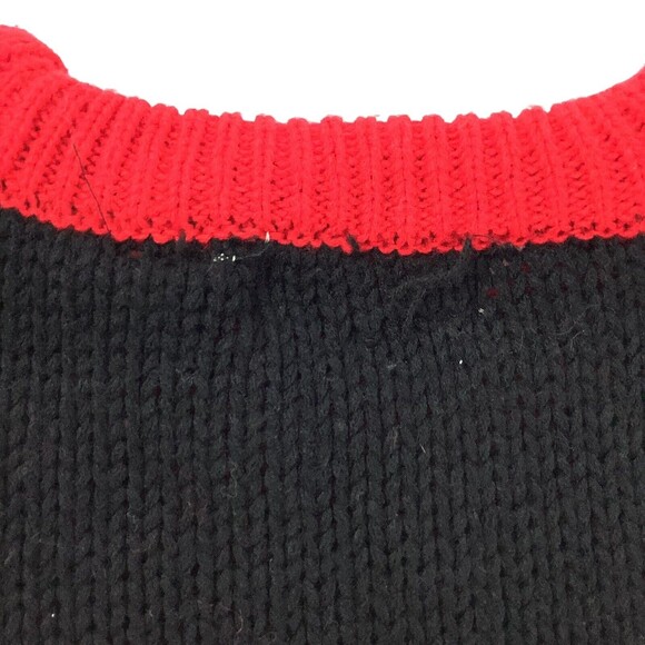 Vintage Ugly Christmas Sweater Womens L Large Black Red Knit Village Adell Barre - Picture 10 of 16